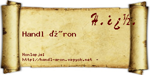 Handl Áron névjegykártya